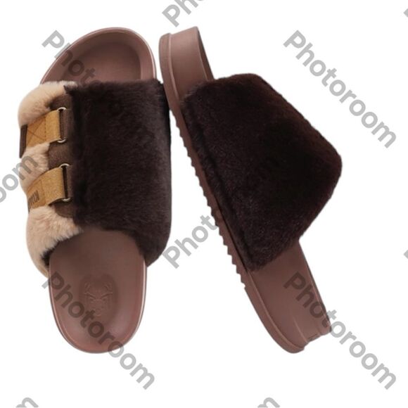 SOLD KuaiLu O Support Faux Fur Platform Slipper Sandal,Brown,Size 8, NWOT - Picture 2 of 11
